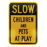 Reflective Aluminum Sign - Reflective Stop Slow Children And Pets At Play Sign